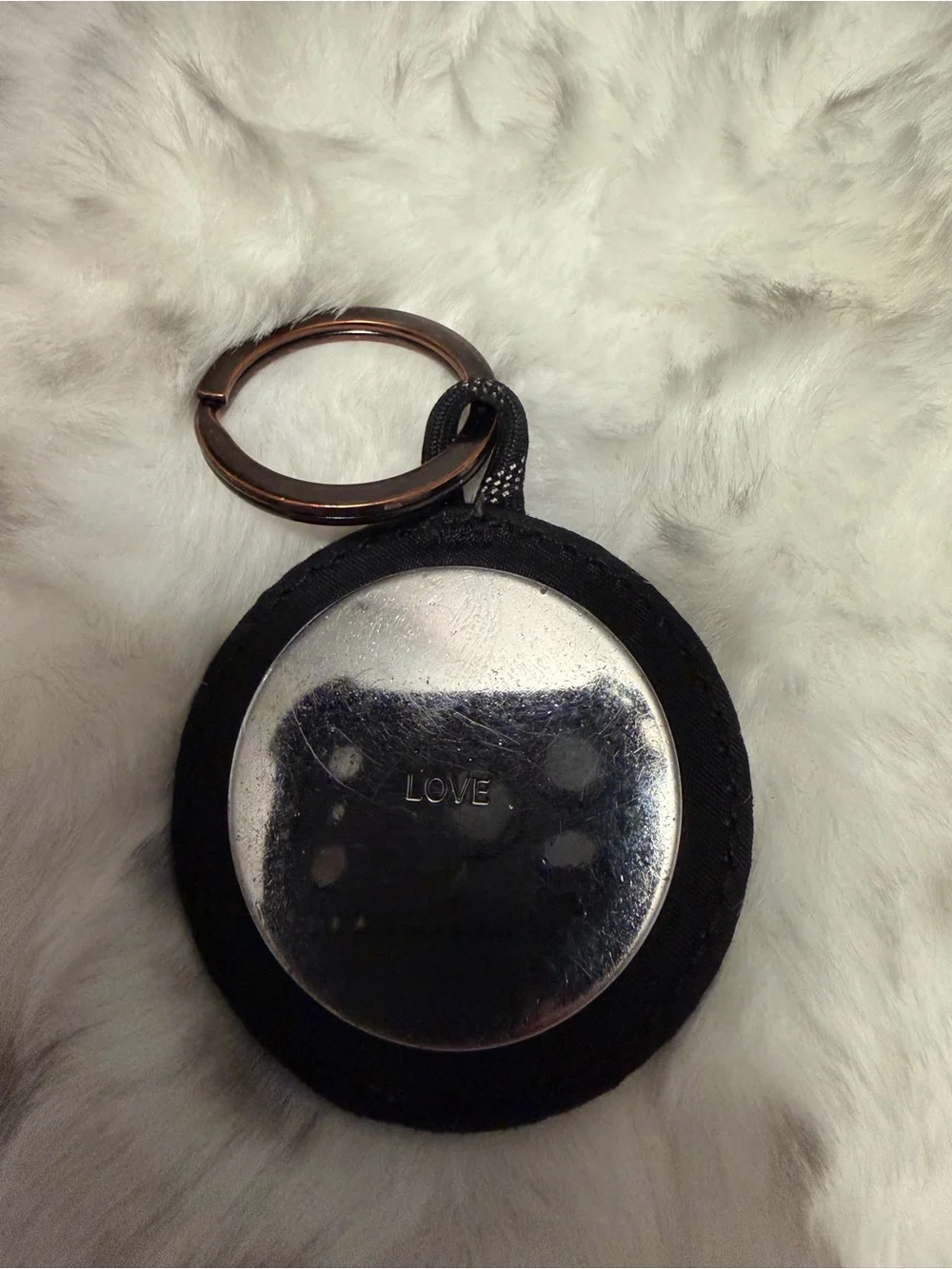 Lululemon Black & Silver Logo Keychain